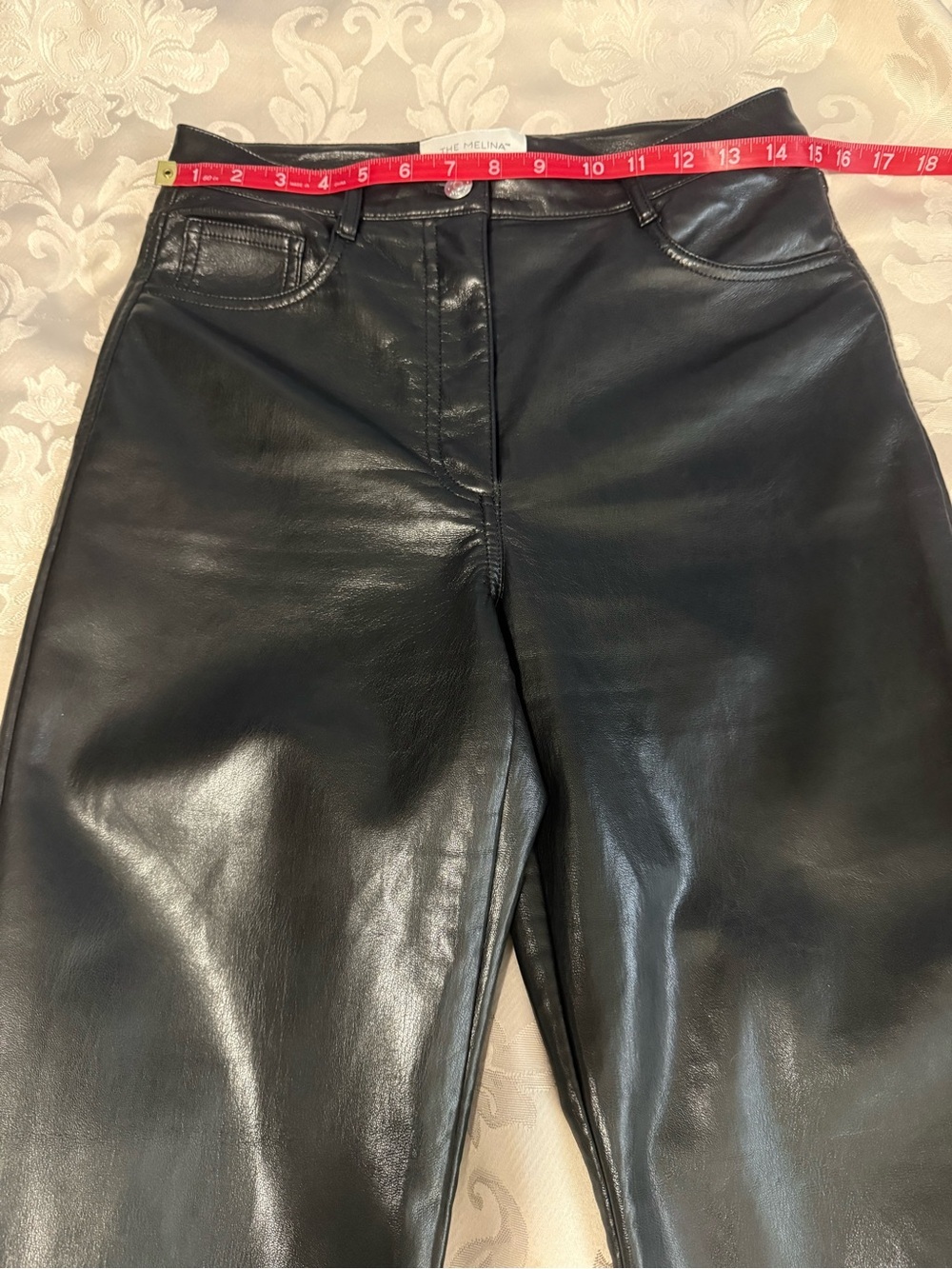 Wilfred The Melina Vegan Leather Baddie Pants Black High Rise Straight Leg 8 - Picture 9 of 10